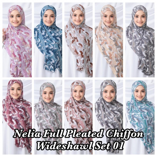 Nelia Full Pleated Chiffon Wideshawl